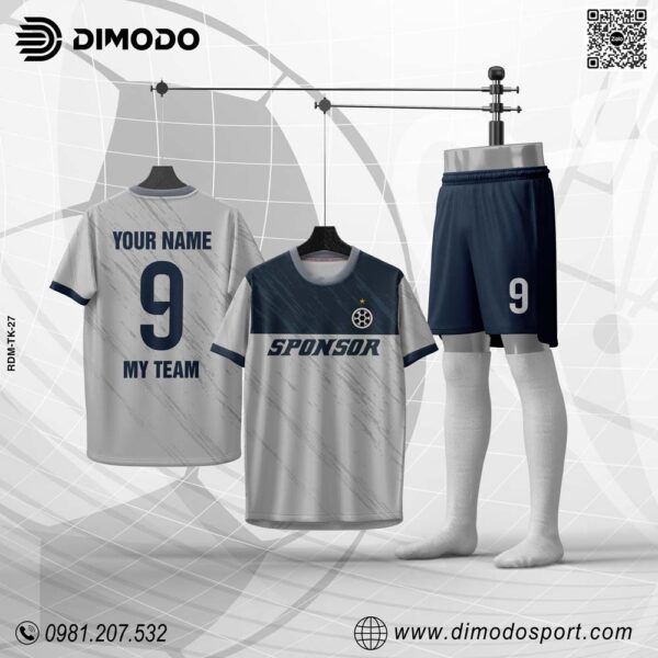 Áo Bóng Đá TK-27 Màu Xám Phối Navy – Thanh Lịch Và Cá tính