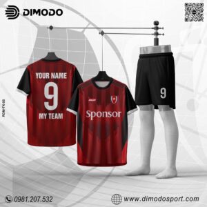 Áo Bóng Đá Không Logo DIMODO RDM-TK05 Đỏ Đen