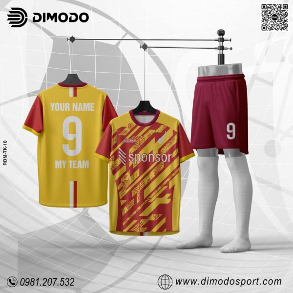 Áo Bóng Đá Thiết Kế TK-10 – Vàng Đỏ Phối Năng Động