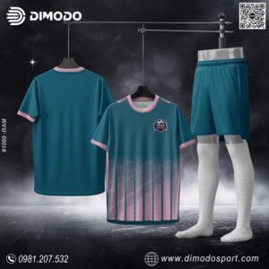 Áo Bóng Đá Thiết Kế Xanh Rêu Viền Hồng Pastel – DIMODO