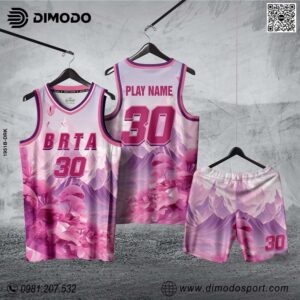 Đồng Phục Bóng Rổ Dimodo Màu Hồng Pastel Họa Tiết Fantasy
