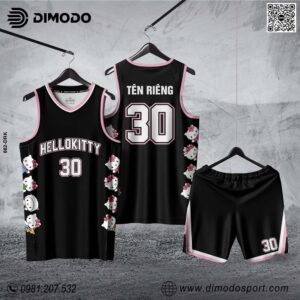 Áo Bóng Rổ Hello Kitty Đen Hồng Theo Yêu Cầu – Dimodo Sport