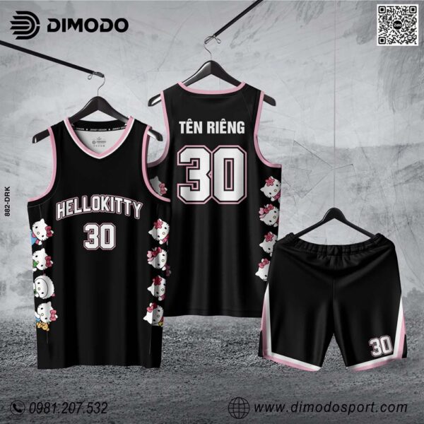 Áo Bóng Rổ Hello Kitty Đen Hồng Theo Yêu Cầu – Dimodo Sport