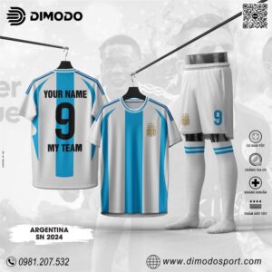 Mẫu Áo Đội Tuyển ARGENTINA SN 2024 – Trắng Xanh Truyền Thống