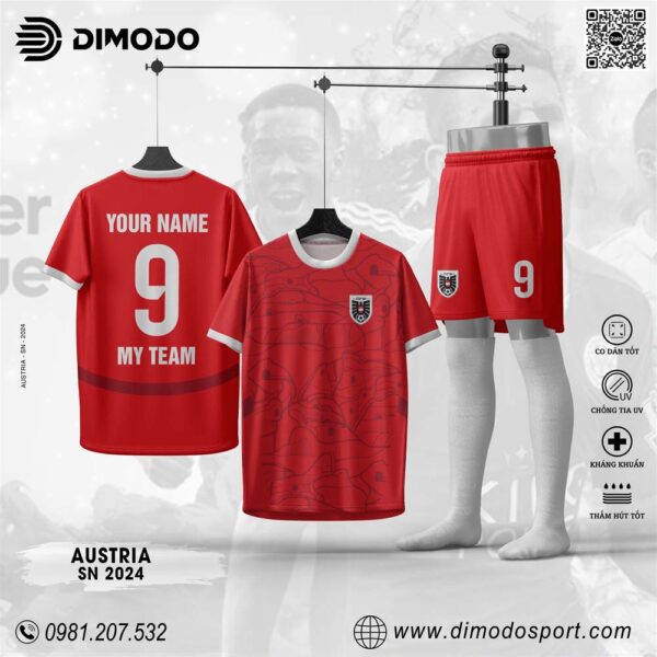 Mẫu Áo Đội Tuyển - AUSTRIA SN 2024 Màu Đỏ