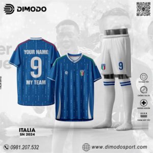 Áo Đá Banh Italia SN 2024 Màu Xanh Dương – Tự Hào Dân Tộc, Đậm Chất Thể Thao
