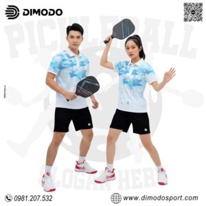 Áo Pickelball Thiết Kế Theo Yêu Câu - Trắng Phối Xanh Hiện Đại