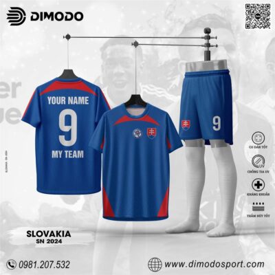 Bộ Quần Áo Thể Thao Slovakia SN 2024 - Xanh Dương Cá Tính