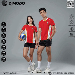Áo Bóng Chuyền Đỏ DIMODO – Đồng Phục Thể Thao Năng Động, Cá Tính