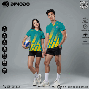 Áo Bóng Chuyền Xanh Ngọc Phối Vàng Độc Đáo