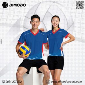 Áo Bóng Chuyền Xanh Dương Phối Đỏ – Thiết Kế Năng Động, Chất Liệu Cao Cấp