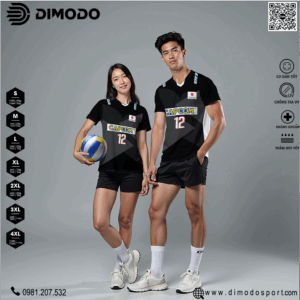 Áo Đồng Phục Bóng Chuyền DIMODO – Đen Cá Tính, Co Giãn Chuẩn Thể Thao