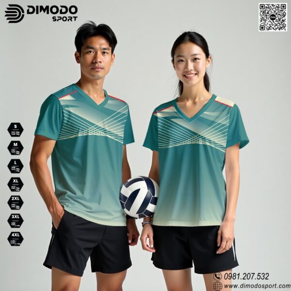 Áo Bóng Chuyền Thiết Kế Xanh Ngọc Bích Chuyển Sắc DIMODO SPORT – Thiết Kế Độc Đáo, Năng Động
