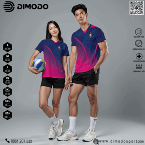 Áo Bóng Chuyền Dimodo Xanh Navy Thiết Kế Gradient Độc Đáo