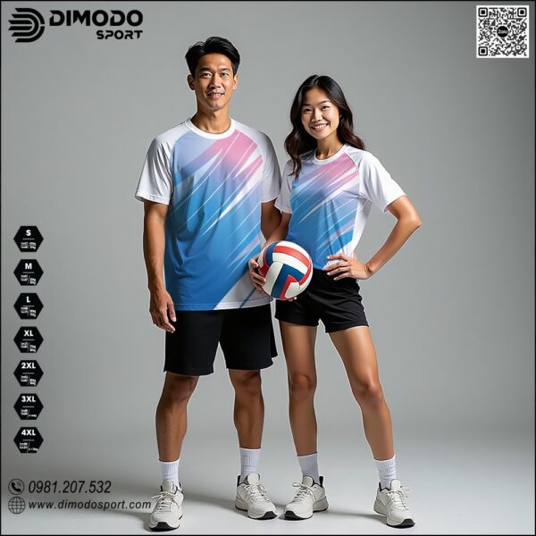 Áo Bóng Chuyền Thiết Kế Màu Xanh Dương Pastel - Phong Cách Gradient Thể Thao Thời Thượng