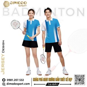 Áo Cầu Lông Nam Xanh Dương Trắng Thiết Kế Cao Cấp