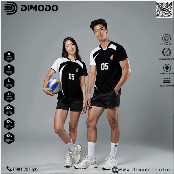 Đồng Phục Bóng Chuyền DIMODO Đen Trắng Năng Động