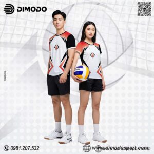 Áo Bóng Chuyền Unisex Trắng Đen – Thiết Kế Thể Thao Năng Động