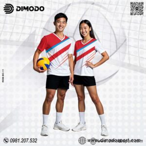 Áo Bóng Chuyền Trắng Phối Đỏ - Năng Động & Đậm Chất Thể Thao