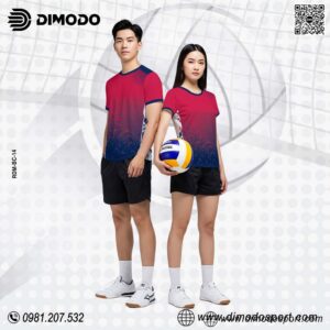 Áo Bóng Chuyền Unisex Đỏ Đô Ombre Xanh Navy - Phong Cách & Thoáng Mát