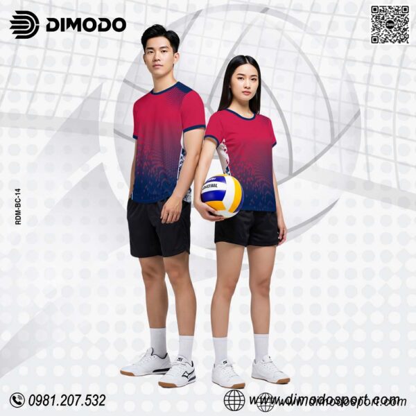 Áo Bóng Chuyền Unisex Đỏ Đô Ombre Xanh Navy - Phong Cách & Thoáng Mát
