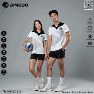 Áo Bóng Chuyền Trắng Đen Dimodo – Thiết Kế Thể Thao Năng Động