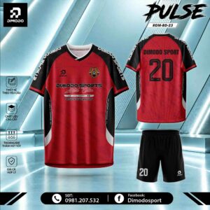 Áo bóng đá thiết kế đỏ đen – DIMODO SPORT