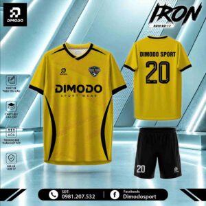 Áo bóng đá thiết kế Vàng Đen IRON– DIMODO SPORT