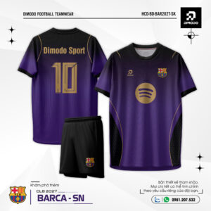 Áo bóng đá CLB Barca SN tím mix đen 2027
